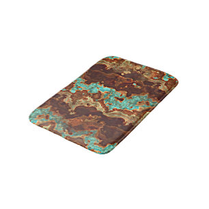 Tapis De Bain Brown Aqua Turquoise Green Geode Motif en marbre