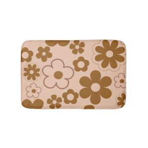 Tapis De Bain Brown Automne Retro Y2K Hippie Flower Motif