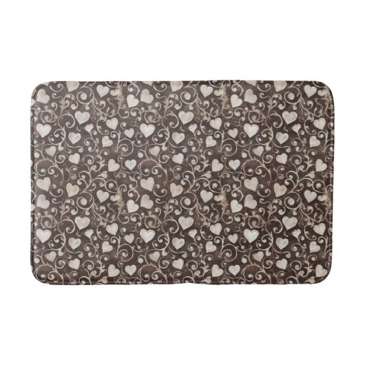 Tapis De Bain Brown Cream Hearts (Devant)