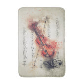 Tapis De Bain Brown Crème rouille Aquarelle Violon Partition (Devant (Vertical))