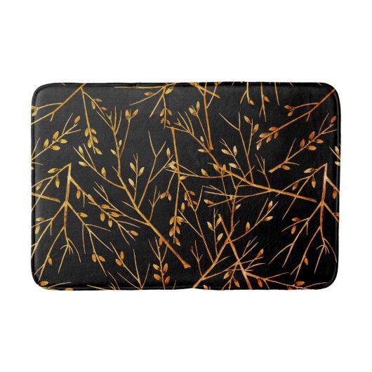 Tapis De Bain Brûler Orange Twigs sur Noir (Devant)