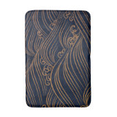 Tapis De Bain Brun abstrait d'or de bleu marine de ressacs (Devant (Vertical))