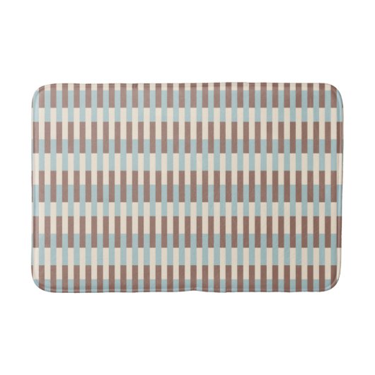 Tapis De Bain Brun Tan Bleu Rayures (Devant)