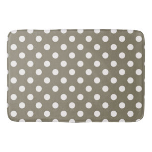 Tapis De Bain Brun taupe et pois blancs