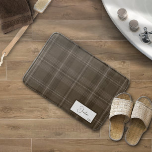 Tapis de bain brunette à carreaux modernes