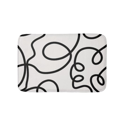 Tapis De Bain Brush Strokes De Ligne Minimale Moderne Noir Et Bl (Devant)