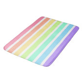 Tapis De Bain Bubblegum arc-en-ciel et bandes blanches (Angle)