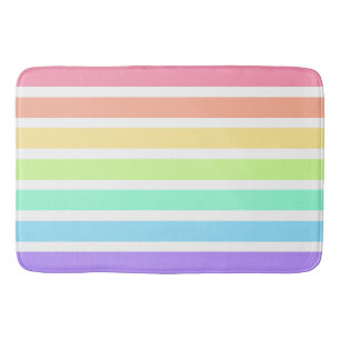 Tapis De Bain Bubblegum arc-en-ciel et bandes blanches