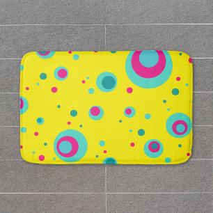 Tapis De Bain Bubbles d'été colorés points motif frais Jaune