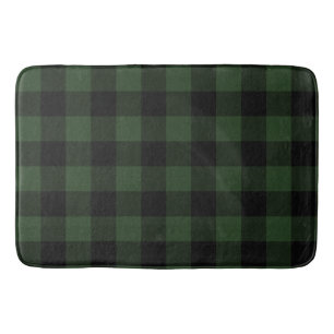 Tapis De Bain Buffalo Check Celtic Green and Black Carrés Plaid