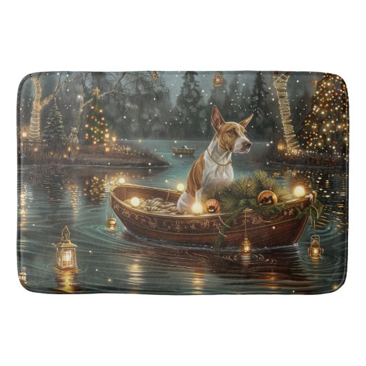 Tapis De Bain Bull Terrier Noël Festive Voyage (Devant)