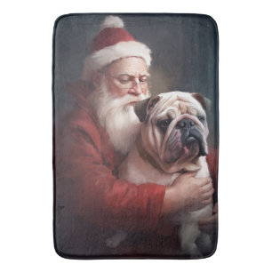 Tapis De Bain Bulldog avec Noël Festif du Père Noël
