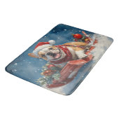 Tapis De Bain Bulldog dans Sledge Let it Neige Noël (Angle)