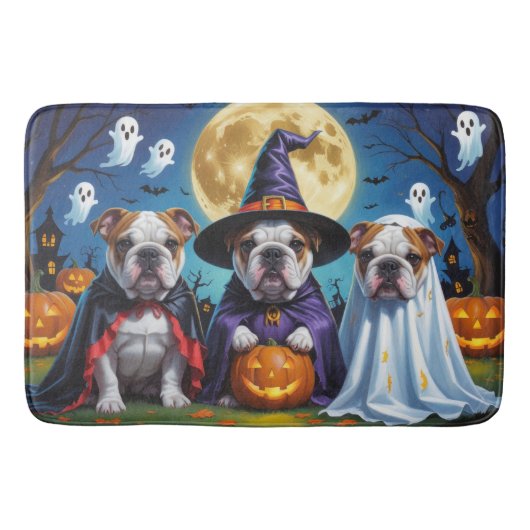 Tapis De Bain Bulldogs Citrouille Halloween drôle (Devant)