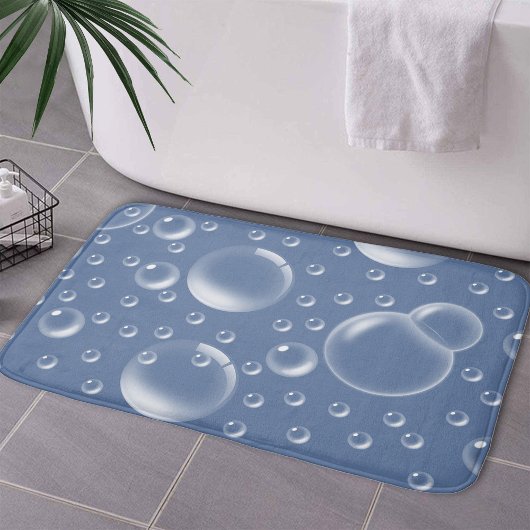 Tapis De Bain Bulles Motif géométrique bleu