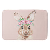 Tapis De Bain Bunny D'Aquarelle Rose Pastel Moderne Avec Fleurs (Devant)