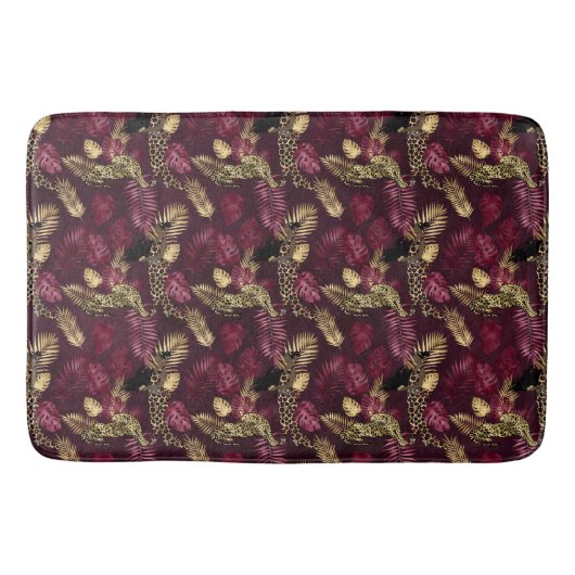 Tapis De Bain Burgundy and Gold Leopard Series Design 12 (Devant)