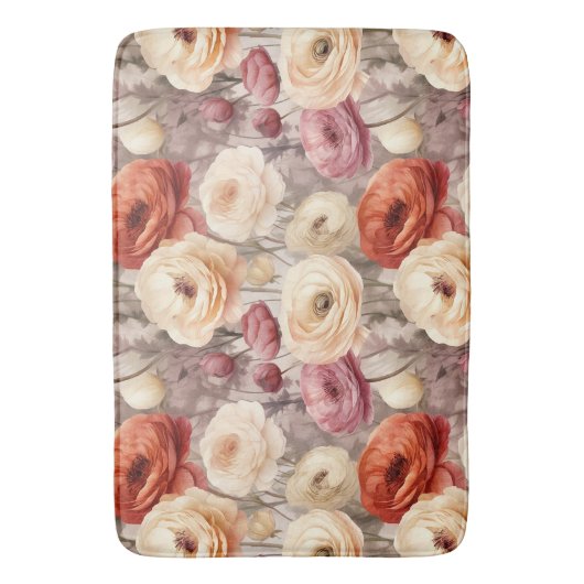 Tapis De Bain Burgundy Crème Fleurs de Printemps Mariage (devant Vertical)