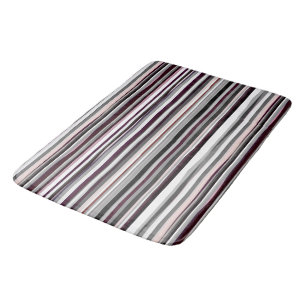 Tapis De Bain Burgundy, rose et gris Abstrait rayures