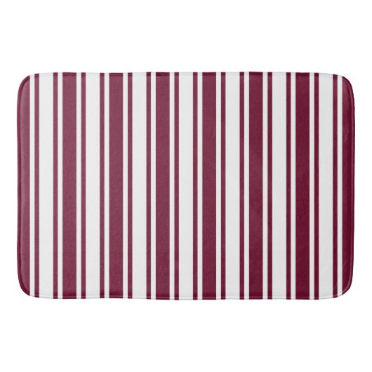 Tapis De Bain Burgundy rouge et blanc bonbons rayures (Devant)