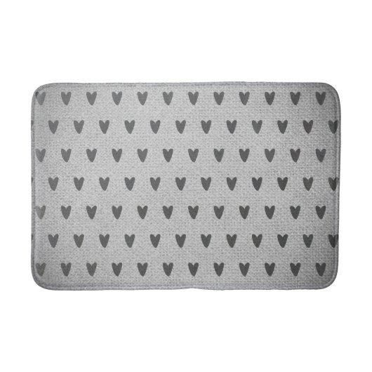 Tapis De Bain Burlap Gris Coeurs Whimsical Ferme rustique (Devant)