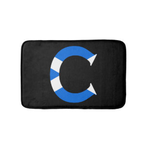 Tapis De Bain C Monogramme superposé sur le drapeau écossais bmc