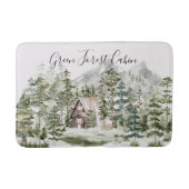 Tapis De Bain Cabine d'aquarelle dans la forêt de pins verts (Devant)