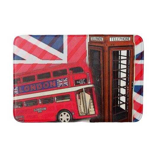 Tapis De Bain Cabine téléphonique rouge Retro Union Jack London (Devant)
