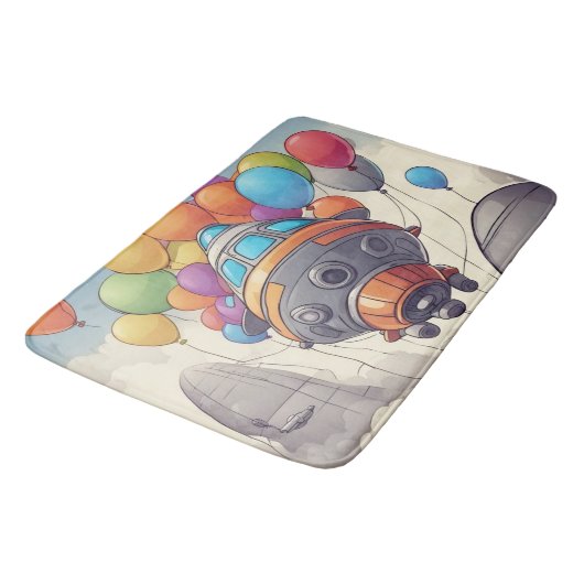 Tapis De Bain Cabines spatiales avec ballons (Angle)