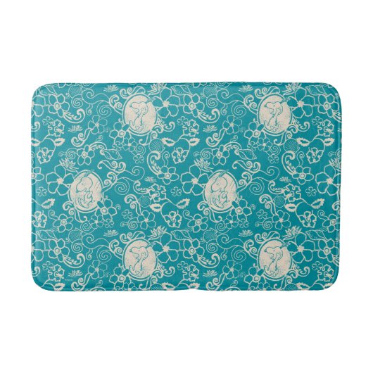 Tapis De Bain cacahuètes | Snoopy Turquoise Tropical Beach Motif (Devant)