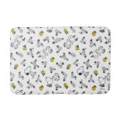 Tapis De Bain cacahuètes | Snoopy & Woodstock B&W Flower Motif (Devant)