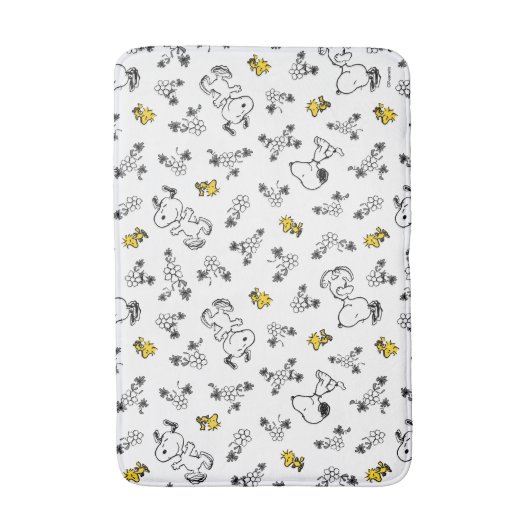 Tapis De Bain cacahuètes | Snoopy & Woodstock B&W Flower Motif (Devant (Vertical))