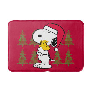 Tapis De Bain cacahuètes   Snoopy & Woodstock Santa Claus Hug