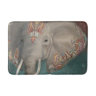 Tapis De Bain Cachemire tribal moderne Paisley Elephant w Tusks 