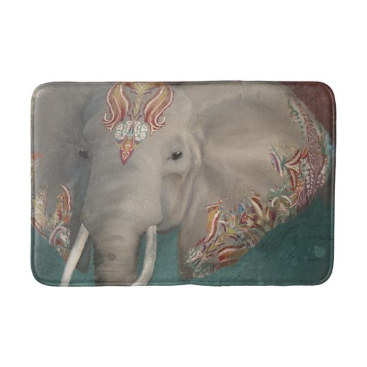 Tapis De Bain Cachemire tribal moderne Paisley Elephant w Tusks  (Devant)