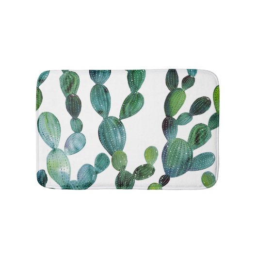 Tapis De Bain Cactus Craze : Tendance de l'aquarelle tropicale (Devant)
