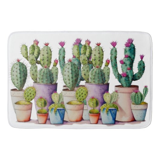 Tapis De Bain Cactus d'aquarelle du sud-ouest succulents dans le (Devant)