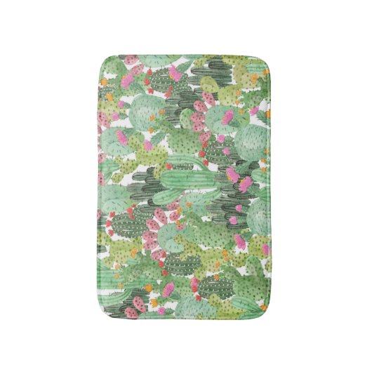 Tapis De Bain Cactus peint à la main : Vert désert (Devant (Vertical))