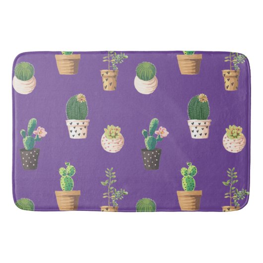 Tapis De Bain Cactus Succulents de Dessert Vert dans les pots (Devant)