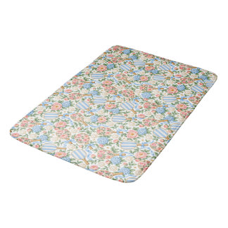 Tapis De Bain Cadeau de joueur de pickleball floral bleu chic