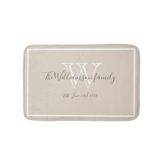 Tapis De Bain Cadeau mariage Moderne Famille Monogramme Script é (Devant)