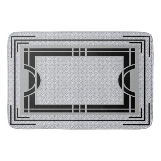 Tapis De Bain Cadre Art Déco - Gris et Noirs (Devant)