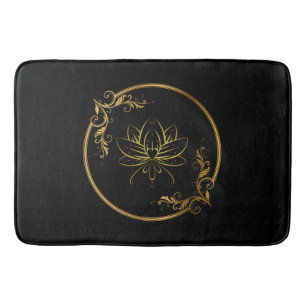 Tapis De Bain Cadre en or décoratif indien avec Fleur Lotus