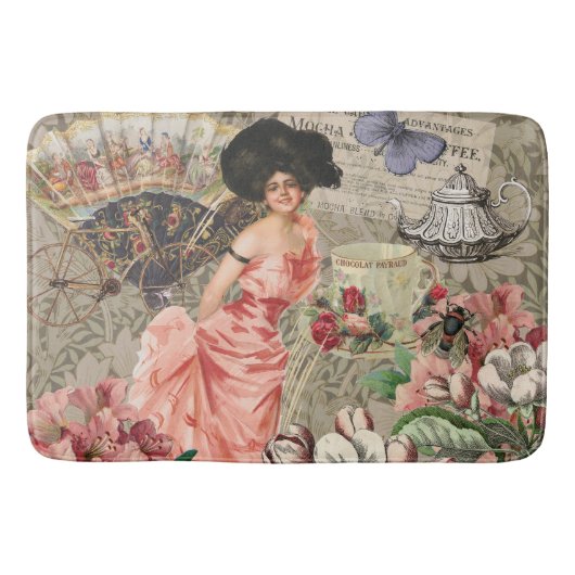 Tapis De Bain Café Lady Victorian Femme Rose Classy (Devant)