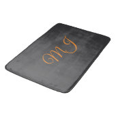 Tapis De Bain Calligraphie gris orange monogramme nom initial (Angle)