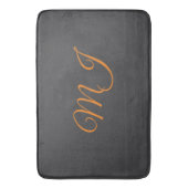 Tapis De Bain Calligraphie gris orange monogramme nom initial (devant Vertical)