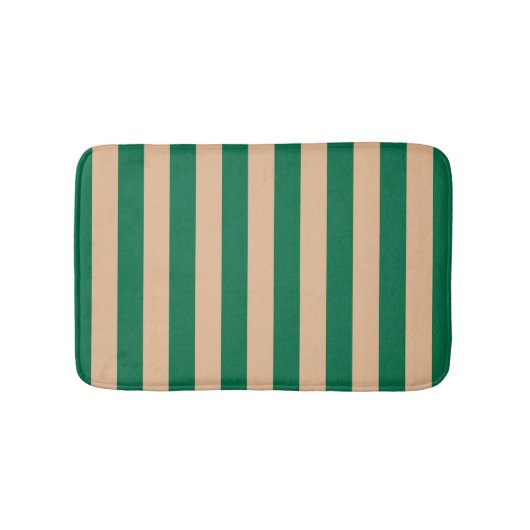 Tapis De Bain Camel Beige & Classic Green Stripe (Devant)