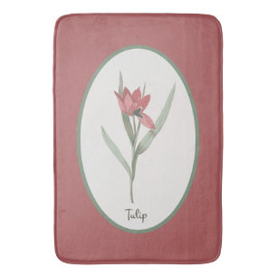 Tapis De Bain Caméo vintage de la fleur de tulipe rouge