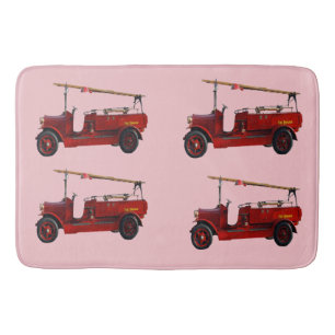 Tapis De Bain Camion Vintage Rouge Avec Échelle De Survol,