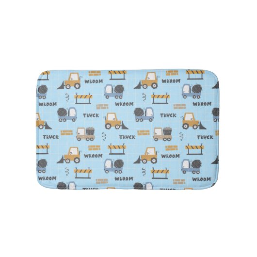 Tapis De Bain Camions de construction Motif bleu (Devant)
